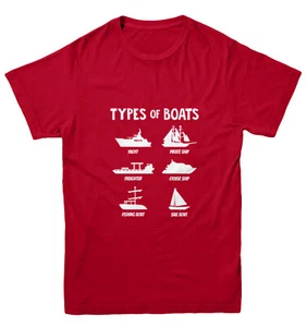 Types of Boats - Yacht Sail Fishing Summer Ocean Water Youth T-Shirt - Picture 1 of 20