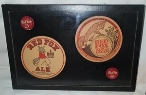 RED FOX ALE BEER DISPLAY CASE WATERBURY CT BREWERY BAR COASTER & BOTTLE CAP SET - Picture 1 of 9