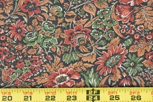 27" Long, Vintage, Rust Green & Brown Floral Quilt Cotton, Cranston/Beyer, P5073 - Picture 1 of 5