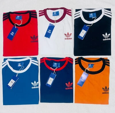 MEN'S ADIDAS TEE ORIGINALS SHORT SLEEVE CREW NECK THREE STRIPE T-SHIRT L, XL