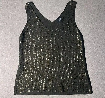 Camiseta sin mangas Eileen Fisher Top Shell para mujer talla mediana gris lentejuelas seda algodón clásico Foto 1 de 4