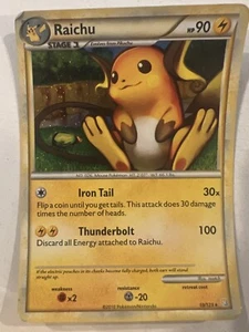 Pokemon TCG Raichu 10/123 HeartGold & SoulSilver Reverse Holo Rare Karte MP - Bild 1 von 2
