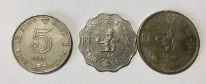 3 Coins Hong Kong, Elizabeth II - 1981 $5, 1980 $2 and 1960 $1 - Picture 1 of 2