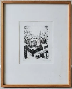 Grafik Print Radierung Kirche Landschaft Serge Brignoni Signiert Datiert 1923 - Picture 1 of 10