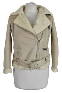 MANGO Beige Faux Suede Jacket size 9-10 Years Girls Full Zip Biker Outerwear - Picture 1 of 5