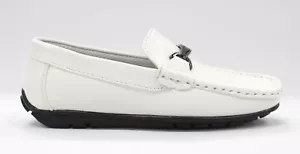 Boy's White Slip On Loafers Party Shoe By Easystride - Picture 1 of 6
