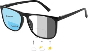 Photochromic Bifocal Reading Glasses Men Blue Light Blocking Readers Sunglasses  - Picture 1 of 6