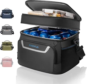 Small Cooler Lunch Box Mini Leak-Proof Soft Double Deck 24 Can Personal Insulate - Picture 1 of 12