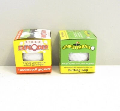 1 EXPLODING GOLF BALL & 1 UNPUTTABLE GOLF BALL  GOLF BALL TRICK NOVELTIES  - Image 1 of 4
