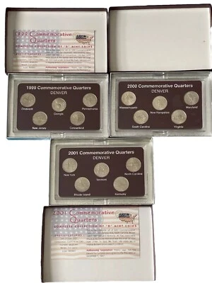 50 states commemorative quarters 1999-2001 Denver Mint D NY,VT,NC,RI,KY - Image 1 of 4
