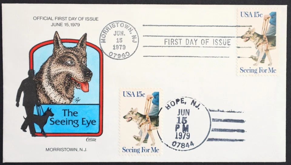 U.S. Used #1787 15c Seeing Eye Dog Collins First Day Cover (FDC) - Image 1 of 1