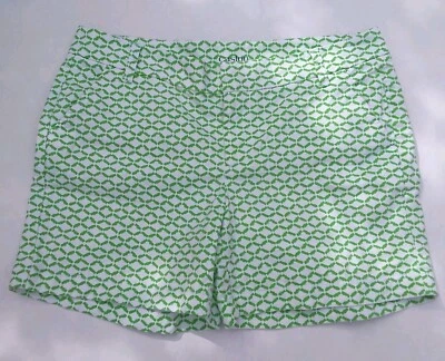 Caslon Chino Shorts Sz 8 White W/ Green Pattern 5"  Inseam Prep Vacation Beach - Image 1 of 4