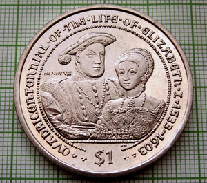 BRITISH VIRGIN ISLANDS 2003 DOLLAR, LIFE OF ELIZABETH I - KING HENRY VIII, BU - Picture 1 of 6