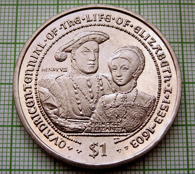 BRITISH VIRGIN ISLANDS 2003 DOLLAR, LIFE OF ELIZABETH I - KING HENRY VIII, BU - Image 1 of 4