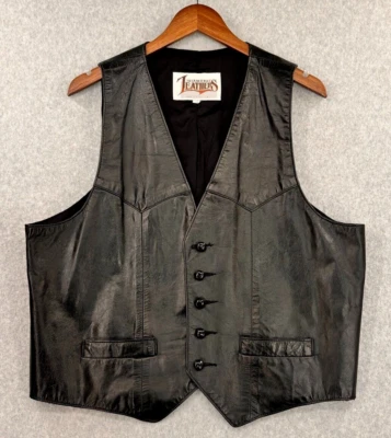 Chaleco De Colección Cuero Diamante Hombres Grande/46 El Paso TX Western Motociclista Motocicleta Foto 1 de 4