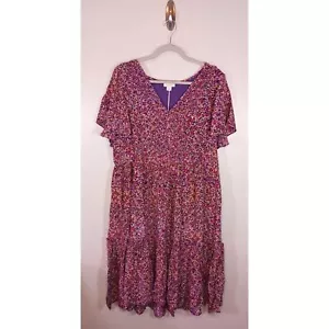 Boho Cottagecore Ruffle Tiered Floral Midi V-Neck Dress Sundance Size L NWT - Picture 1 of 4
