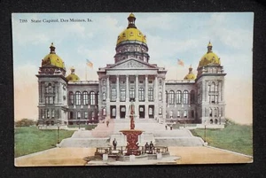 1910er Iowa State Capitol Fountain Des Moines IA Polk Co Postkarte - Bild 1 von 1