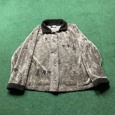 Chaqueta polar vintage Cottagecore unisex L marrón invierno oso cabina cárdigan Foto 1 de 4