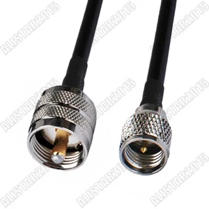 Mini UHF Male to UHF PL-259 Male Plug Connector Lot RF Pigtail Coax RG58 Cable - Zdjęcie 1 z 3