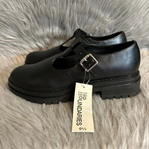 No Boundaries Mary Jane Loafers Women Size 9 1/2 Black Platform Adjustable Shoes - Picture 1 of 8