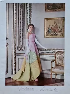 1951 Womens Modess Because Sanitary Napkins colorful evening gown vintage Ad - Picture 1 of 1