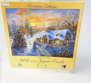 Christmas Puzzle Cozy Cottage By Nicky Boehme 500 Pieces 18x24 NWT In Wrapper - Picture 1 of 3