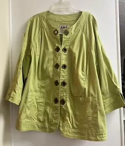 A.M.I. Women's 2X Lime Green Jacket Grommets 2 Front Pockets - Picture 1 of 9