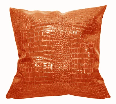 pd1011a Orange Faux Crocodile Glossy Leather Cushion Cover/Pillow Case*Custom Sz - Image 1 of 4