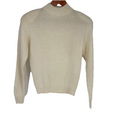 Suéter De Colección Diseño Activos Para Mujer Cuello Simulado Lana Angora Pequeño Marfil Clásico Twee Foto 1 de 4