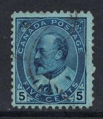 Canada: Scott 91- Used- 5c King Edward VII Issue- 1903-1908- stamp - Image 1 of 2