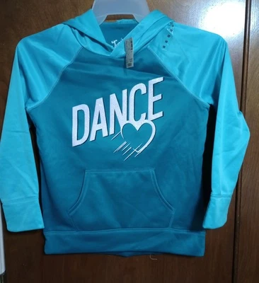 Justice Youth Size 10 Teal/Turquoise Hoodie Sweatshirt "Dance" NWT - Image 1 of 4