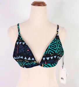 Quiksilver Bikini Top Triangle Size XL 12 14 Black Colourful Geometric Bralette - Picture 1 of 11