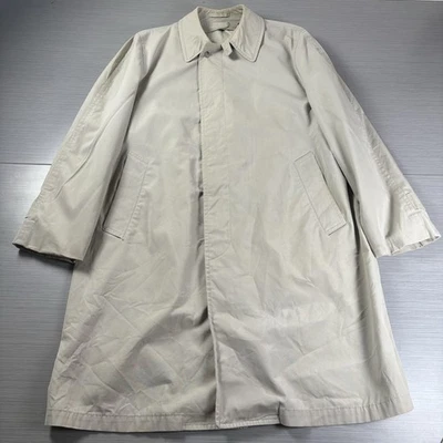 Abrigo antiniebla London vintage para hombre 42 regular beige balmacaan lluvia trinchera hecho en EE. UU. AÑOS 80 Foto 1 de 4