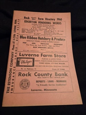 1960 Rock County Minnesota Farm Directory Luverne Magnolia Beaver Creek Steen - Image 1 of 4