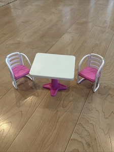 Dance Magic Barbie Dinner For Two Mattel 1990 Pink And White Table And Chairs - Picture 1 of 4