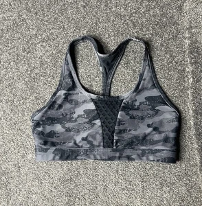 Lorna Jane Excel Sports Bra Womens Small Grey Camo Medium Support Crop Top - Picture 1 of 8