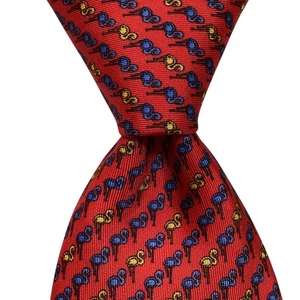 Corbata HARRISON Para Hombre 100% Seda ITALIA Diseñador Animal PÁJAROS Rojo/Azul NUEVA Rara - Imagen 1 de 3