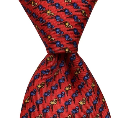 Corbata HARRISON Para Hombre 100% Seda ITALIA Diseñador Animal PÁJAROS Rojo/Azul NUEVA Rara Foto 1 de 3