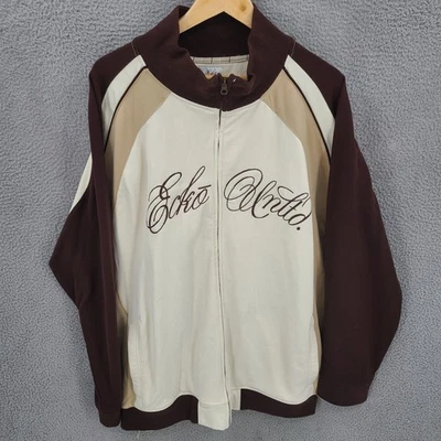 Chaqueta De Colección Ecko Unltd Para Hombres 2XL Marrón Cremallera Completa Track Script Y2K Foto 1 de 4