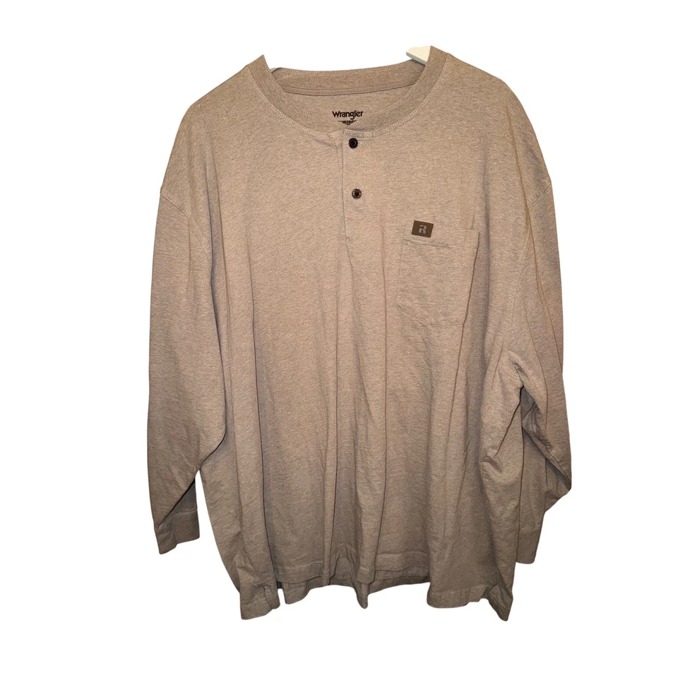 Camisa Henley Wrangler Riggs Workwear Para Hombre Tostada Manga Larga 4X Foto 1 de 4