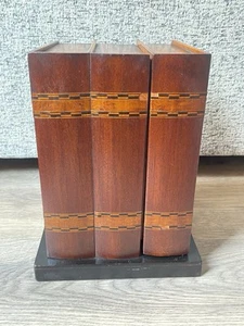 Vintage Handmade Wooden Faux Books with 3 Internal Draws & 3 Pipes Rack - Picture 1 of 12