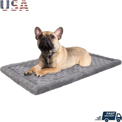 Memory Foam Dog Crate Pad Anti Slip Comfy Washable Indoor Outdoor Pet Mat Gray - Image 1 of 4