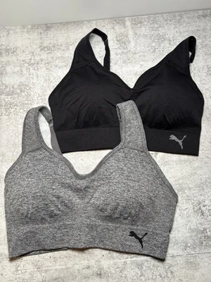 Sutiã esportivo feminino Puma Performance pacote com 2 cinza e preto tamanho M - Novo sem etiquetas - Imagem 1 de 4