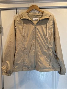 Chaqueta cortavientos forrada de lana beige con cremallera con capucha Calvin Klein XS para mujer - Imagen 1 de 8