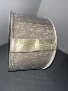 Farrisilk Platinum Manhattan Wired Ribbon 4" X 10 Yds - Picture 1 of 5