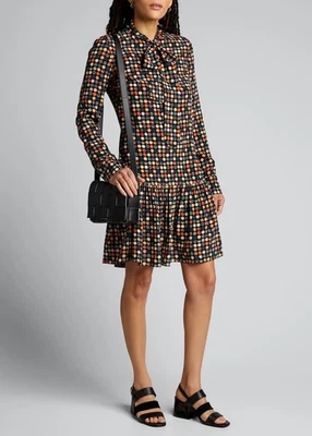 VESTIDO AKRIS PUNTO 2025 SEDA MORERA LAZO CUELLO VOLANTES TALLA 12 Foto 1 de 4