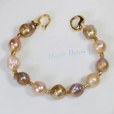 Brazalete de perlas Edison barroco multicolor natural genuino único de 11-12 mm 8 pulgadas Foto 1 de 4
