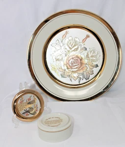 Vintage The Art of Chokin Rose Schale Pfau Schmuck Kupfer und Gold Sammlerstück - Bild 1 von 11