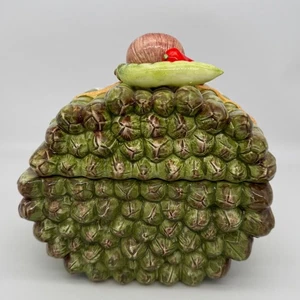 Vintage Majolika Spargelterrine: Trompe l'oeil Küchendeko Keramik Japan - Bild 1 von 14