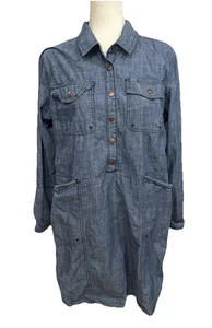 Duluth Trading Large Rootstock Chambray Shirt Dress - Picture 1 of 12